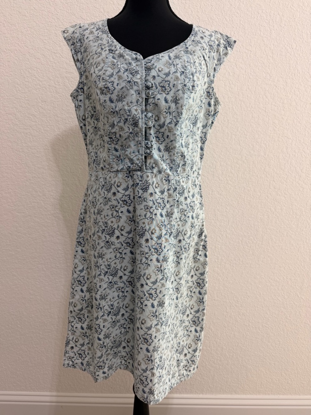 The Territory  Ahead 100% Cotton Blue Floral Midi Dress | Button Front  Boho
